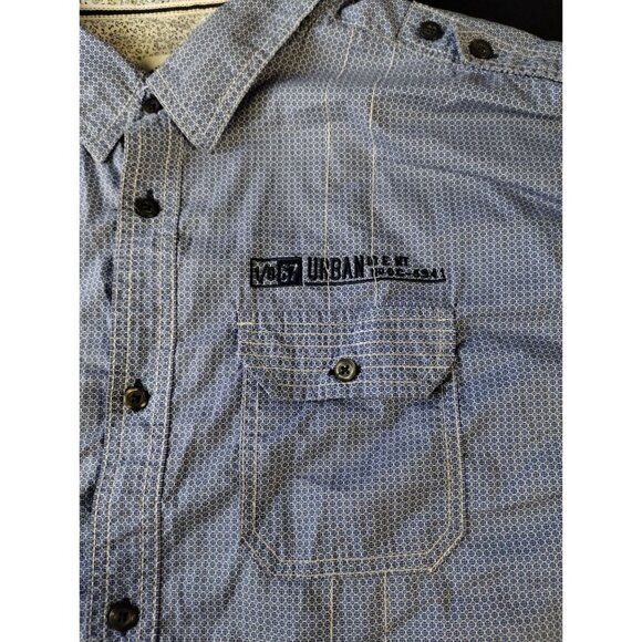 Projek Men's Blue Short Sleeve Button Up Shirt Size XL SKU 2265 - Picture 4 of 8